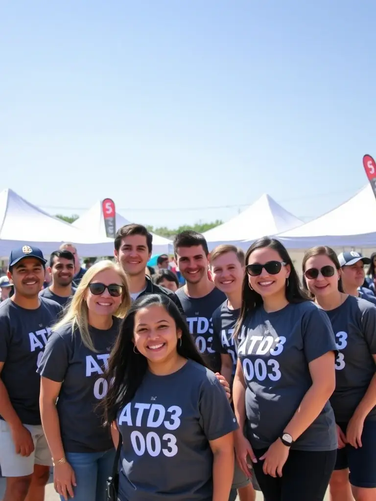 A photo of ATD-03 members volunteering at a local event, emphasizing the club's dedication to community service and support.